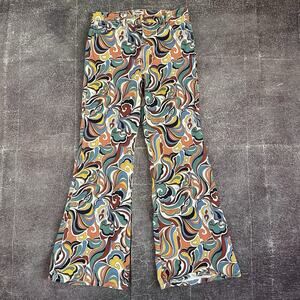 Women's Wrangler High Rise All Over Rainbow Print Bell Bottom Flare Jeans Sz 31